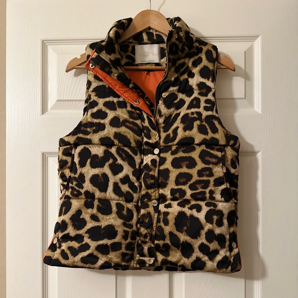 Monte by Lola Casademunt Leopard Puffer Vest Sz Small - Picture 4 of 11